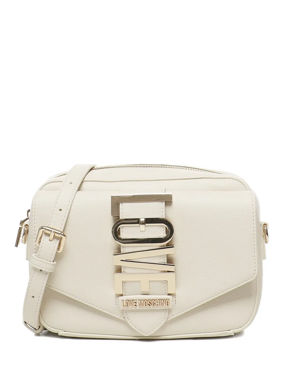 Love Moschino logo-plaque shoulder bag Wit
