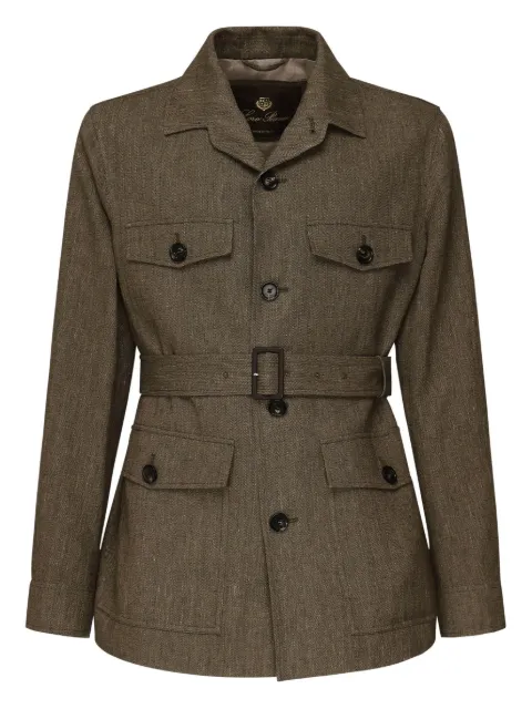Loro Piana belted herringbone flax jacket