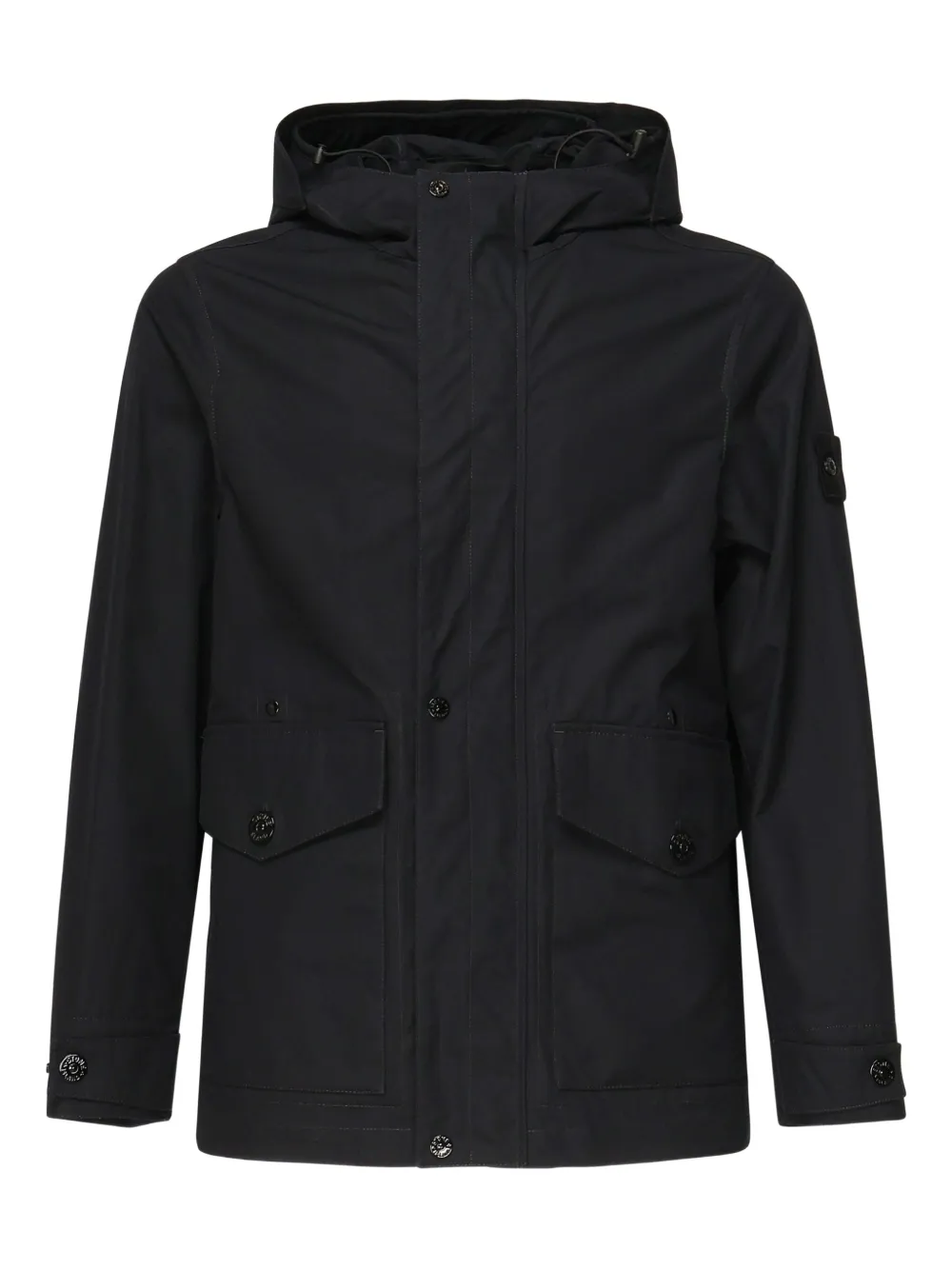 Stone Island Compass-badge hooded jacket Zwart