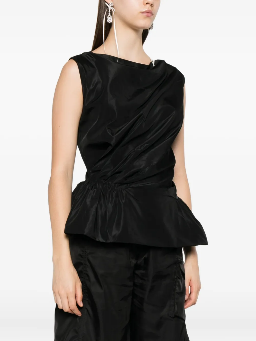 Simone Rocha Gedrapeerde peplum top Zwart