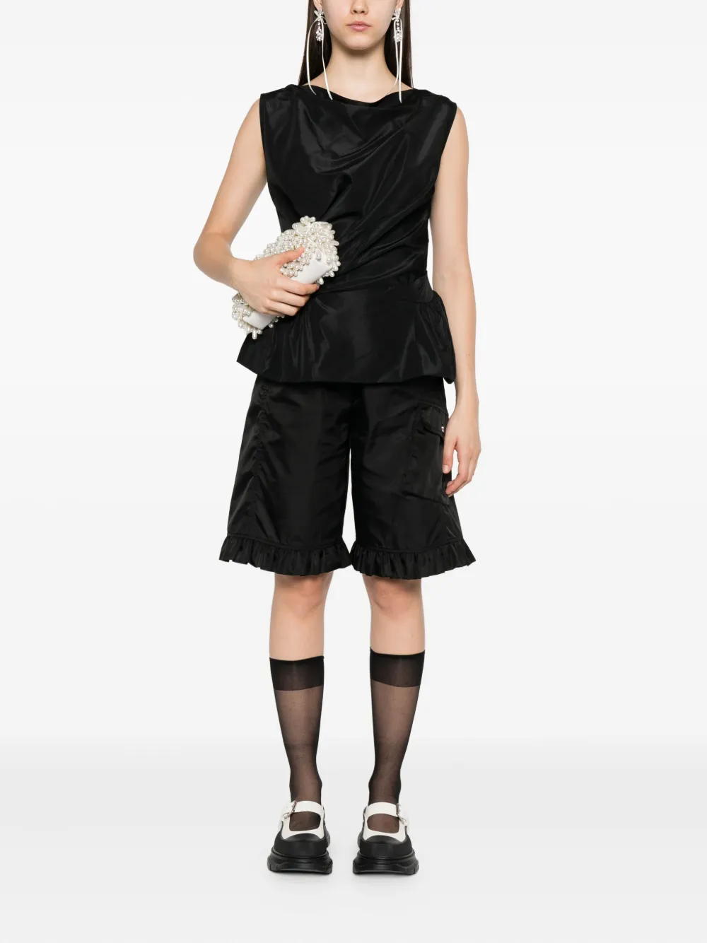 Simone Rocha Gedrapeerde peplum top Zwart