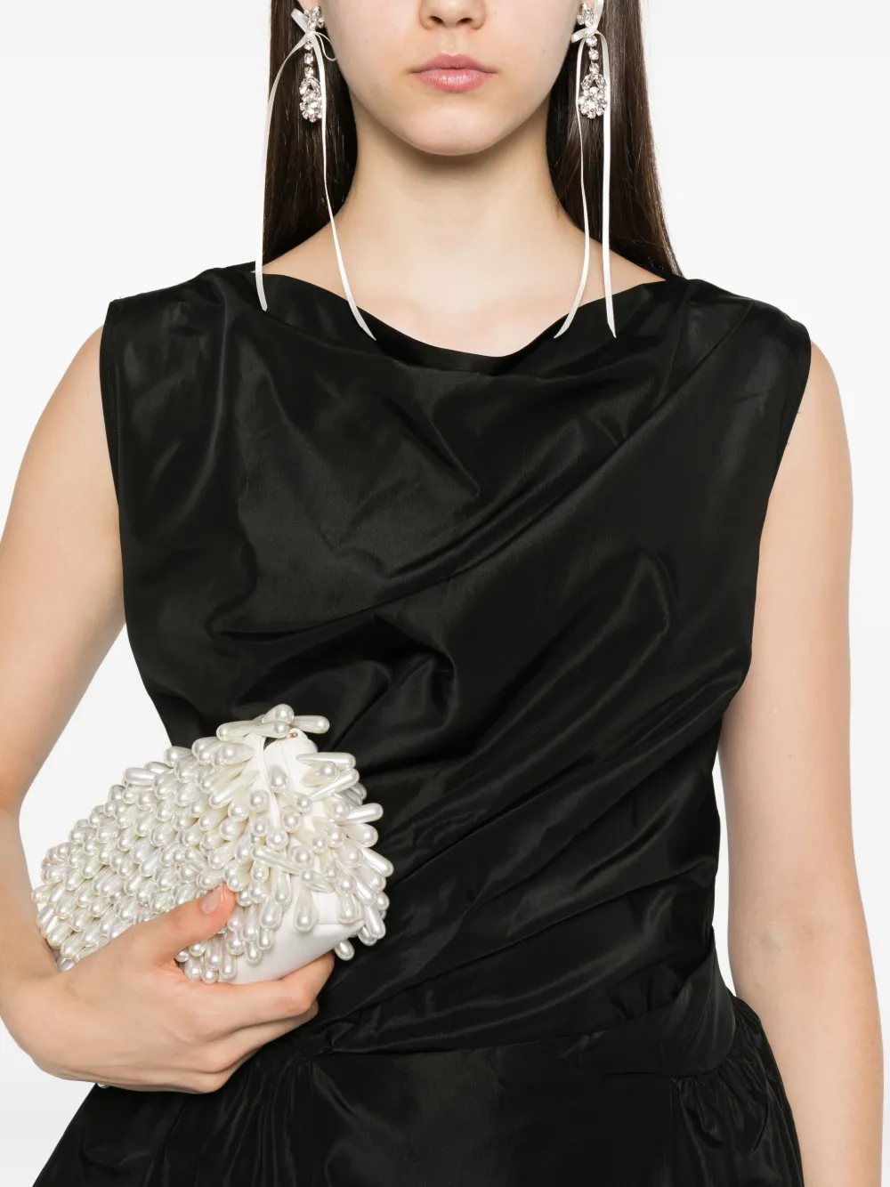 Simone Rocha Gedrapeerde peplum top Zwart