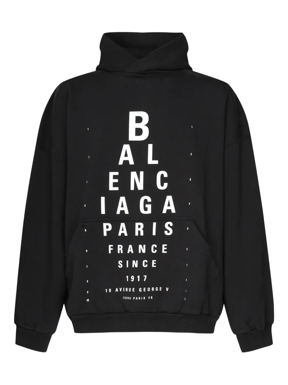 Balenciaga Optical eye-chart print hoodie Zwart