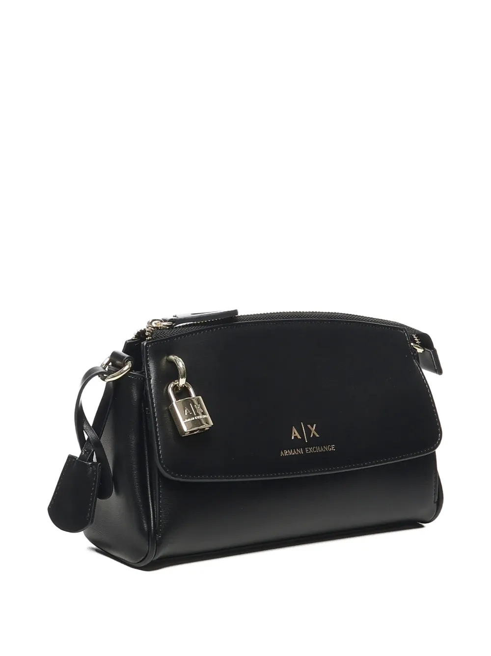 Armani Exchange padlock adjustable-strap cross body bag Zwart