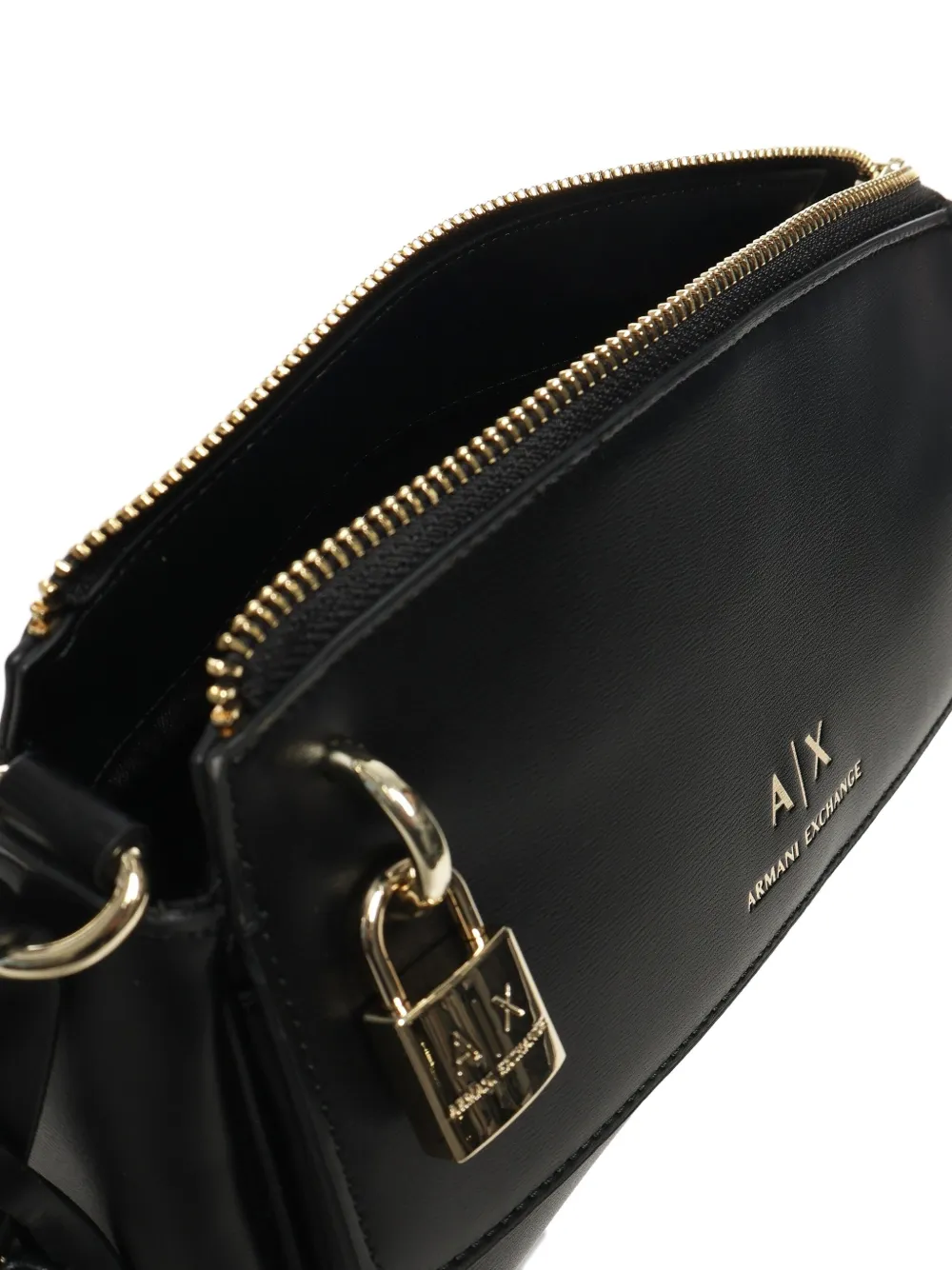 Armani Exchange padlock adjustable-strap cross body bag Zwart
