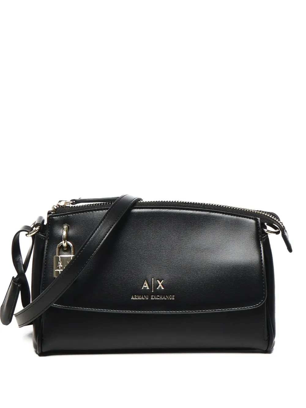 Armani Exchange padlock adjustable-strap cross body bag Zwart