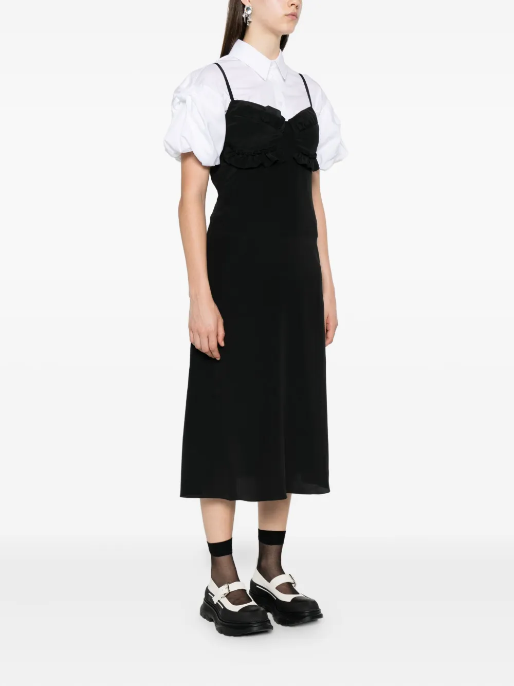 Simone Rocha ruffled midi dress Zwart