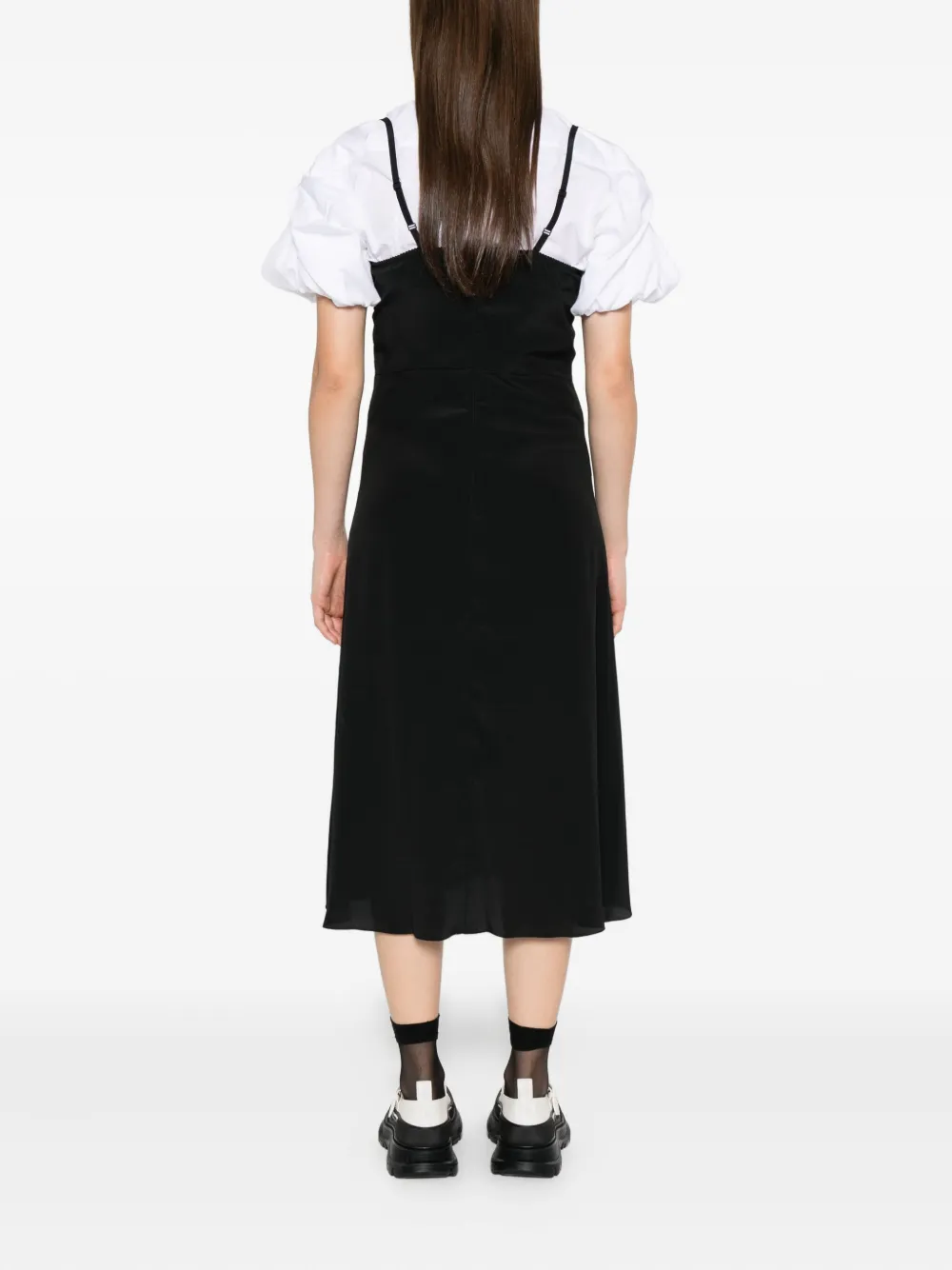 Simone Rocha ruffled midi dress Zwart