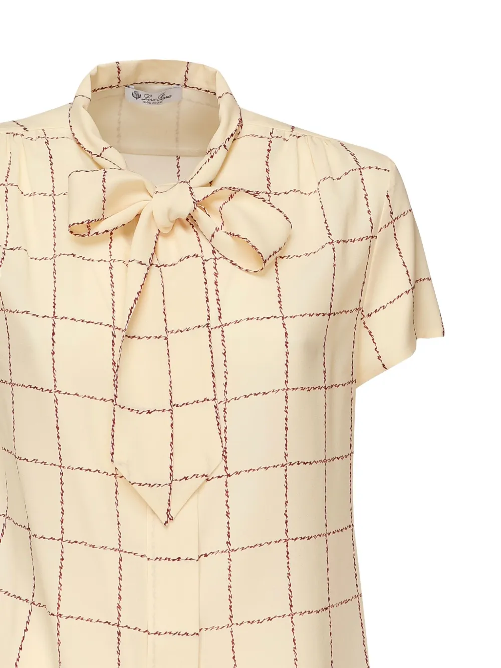 Loro Piana Febe zijden blouse met strik Beige