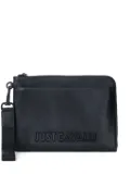 Just Cavalli logo-plaque zip-top clutch bag - Black