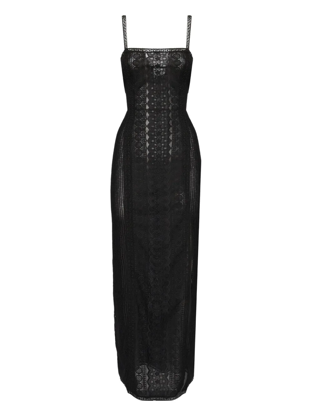 Charo Ruiz Ibiza Maxi-jurk met kant Zwart