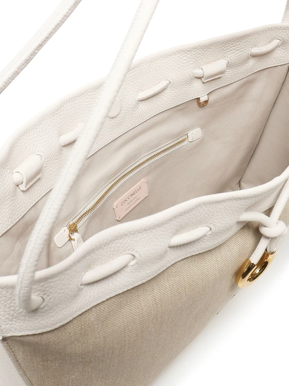 Coccinelle Isabela schoudertas van linnen-katoen Beige