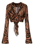 THE ANDAMANE zebra-print tie-front blouse - Brown