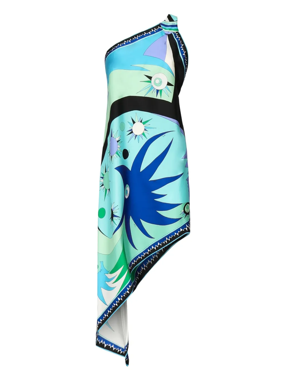 PUCCI Asymmetrische zijden jurk met print Groen