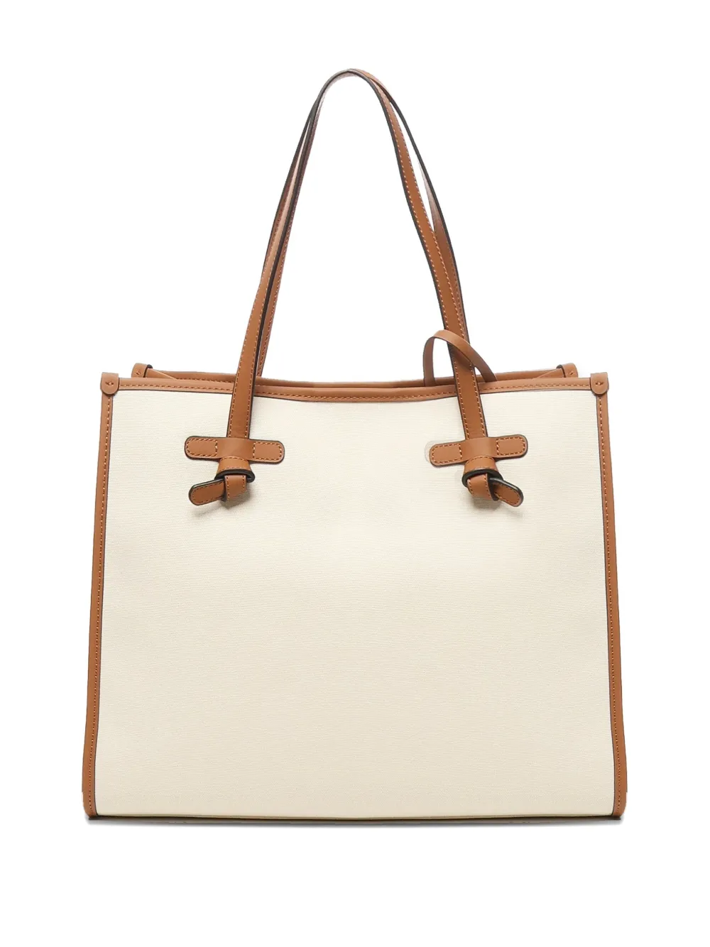 GIANNI CHIARINI Marcella leather-trimmed canvas tote bag Beige