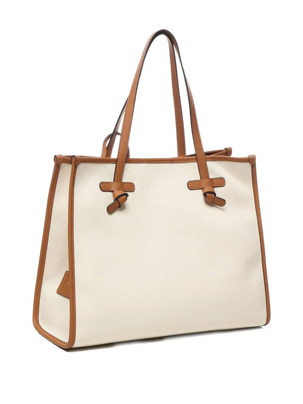 GIANNI CHIARINI Marcella leather-trimmed canvas tote bag Beige