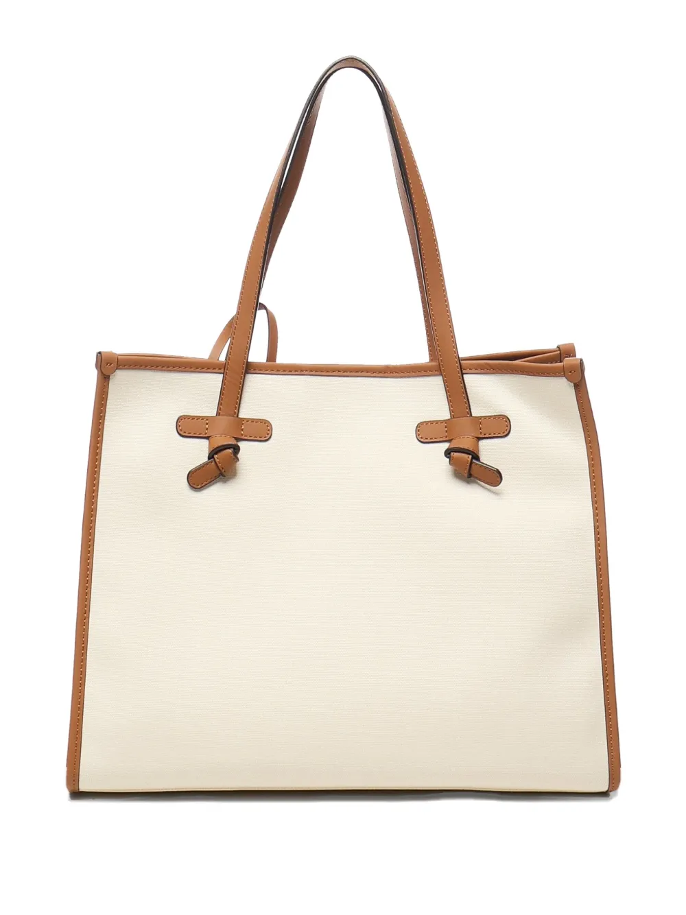 GIANNI CHIARINI Marcella leather-trimmed canvas tote bag Beige