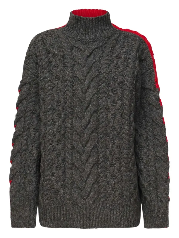 Stella McCartney cable-knit high-neck Sweater Grey FARFETCH JO