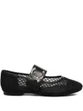 Coccinelle C-Me leather-buckle mesh ballet flats - Black