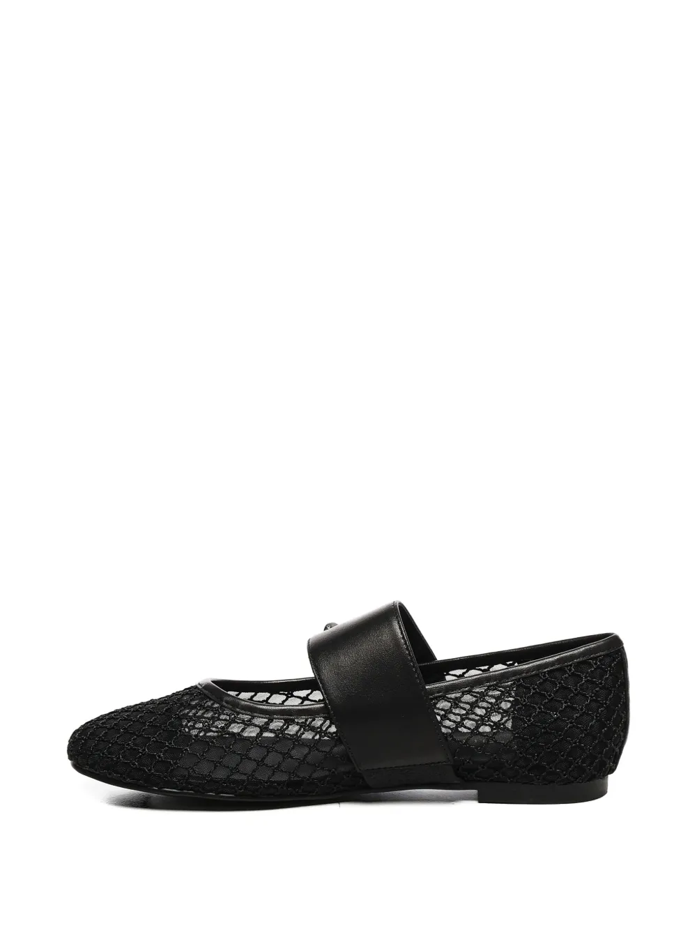 Coccinelle C-Me leather-buckle mesh ballet flats Black
