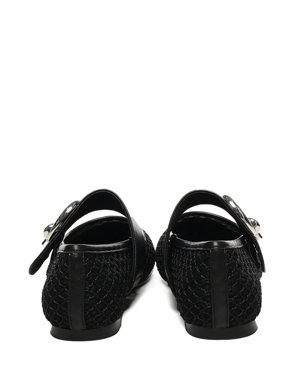 Coccinelle C-Me leather-buckle mesh ballet flats Black