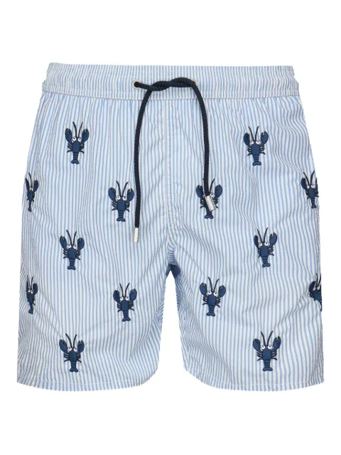 MC2 Saint Barth lobster-print striped swim shorts
