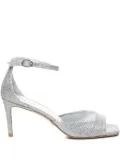 Stuart Weitzman 75mm Nudistia glitter square-toe sandals - Silver
