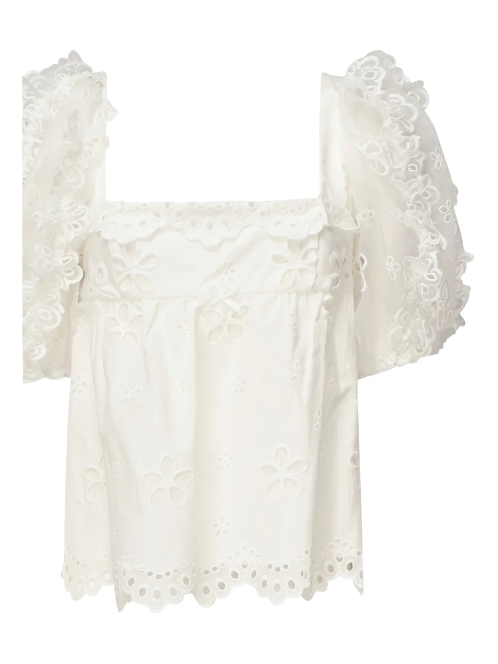 For Love And Lemons Top met pofmouwen en ringlets Beige