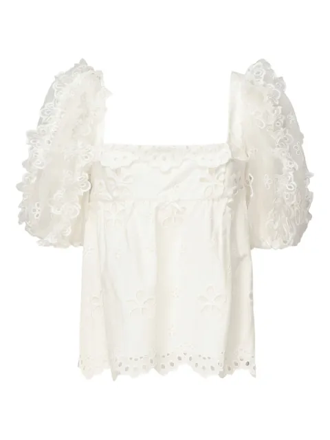 For Love And Lemons eyelet-embroidered puff-sleeve top