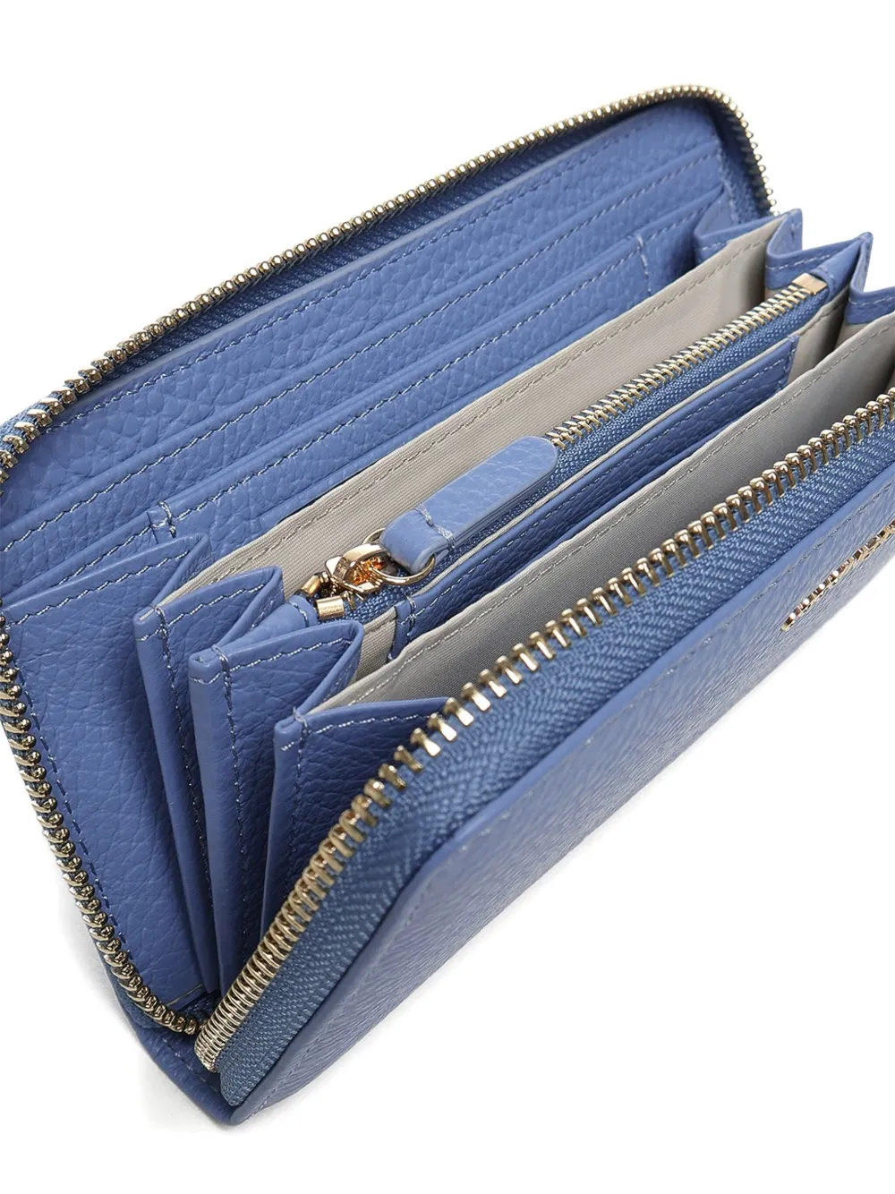 Coccinelle Portemonnee van bewerkt leer met rits Blauw