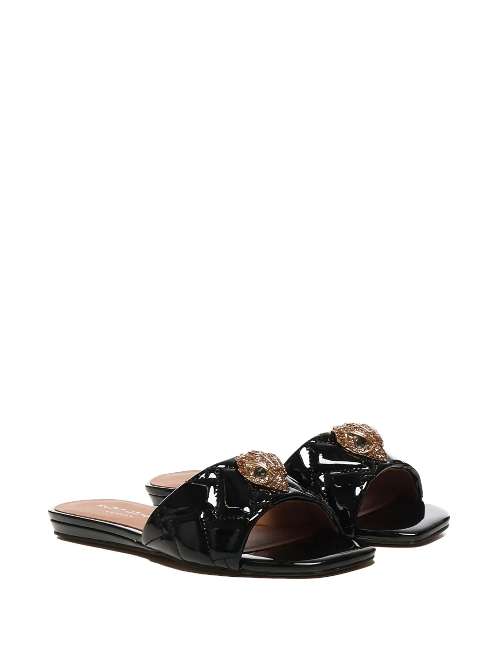 Kurt Geiger London The Kensington quilted eagle-head flat-sandals Black