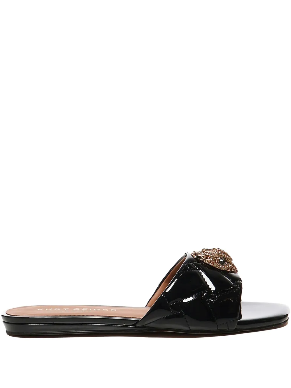 Kurt Geiger London The Kensington quilted eagle-head flat-sandals Black