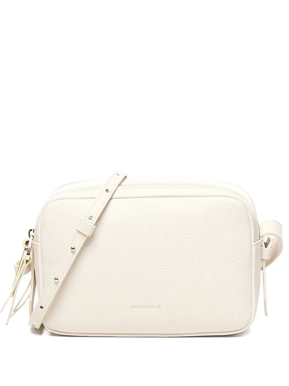 Coccinelle Malory kleine schoudertas met dubbele rits Beige