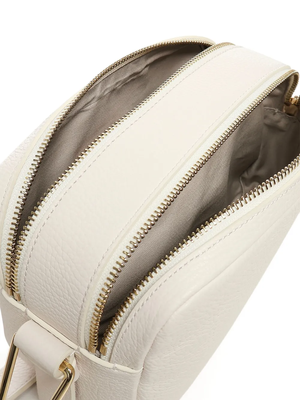 Coccinelle Malory kleine schoudertas met dubbele rits Beige