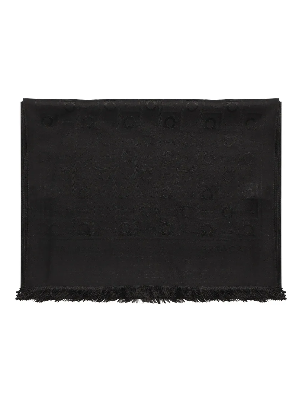 Ferragamo Gancini-pattern fringed scarf Zwart