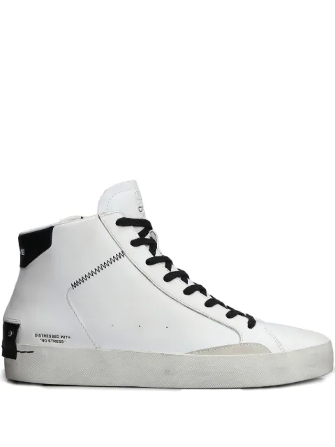 Crime London Distressed high-top leather sneakers