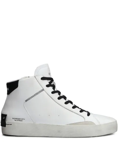 Crime London Distressed high-top leather sneakers