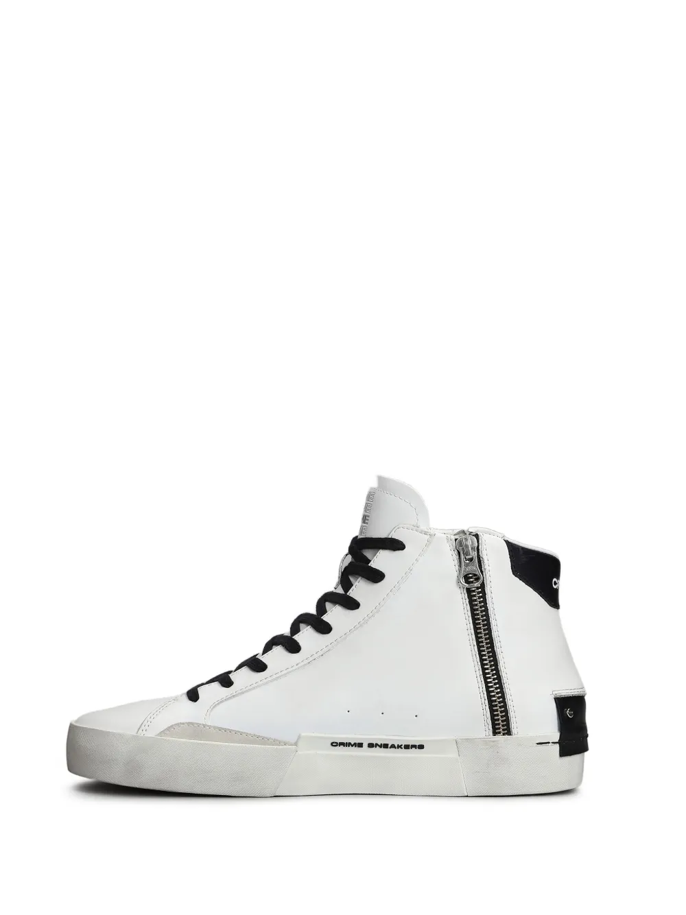 Crime London Distressed high-top leather sneakers White