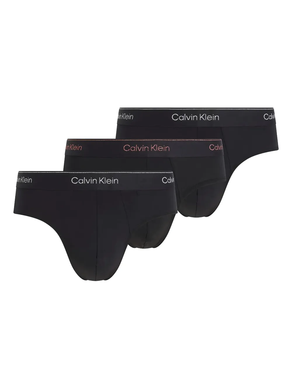 Calvin Klein Drie slips met logoband Zwart