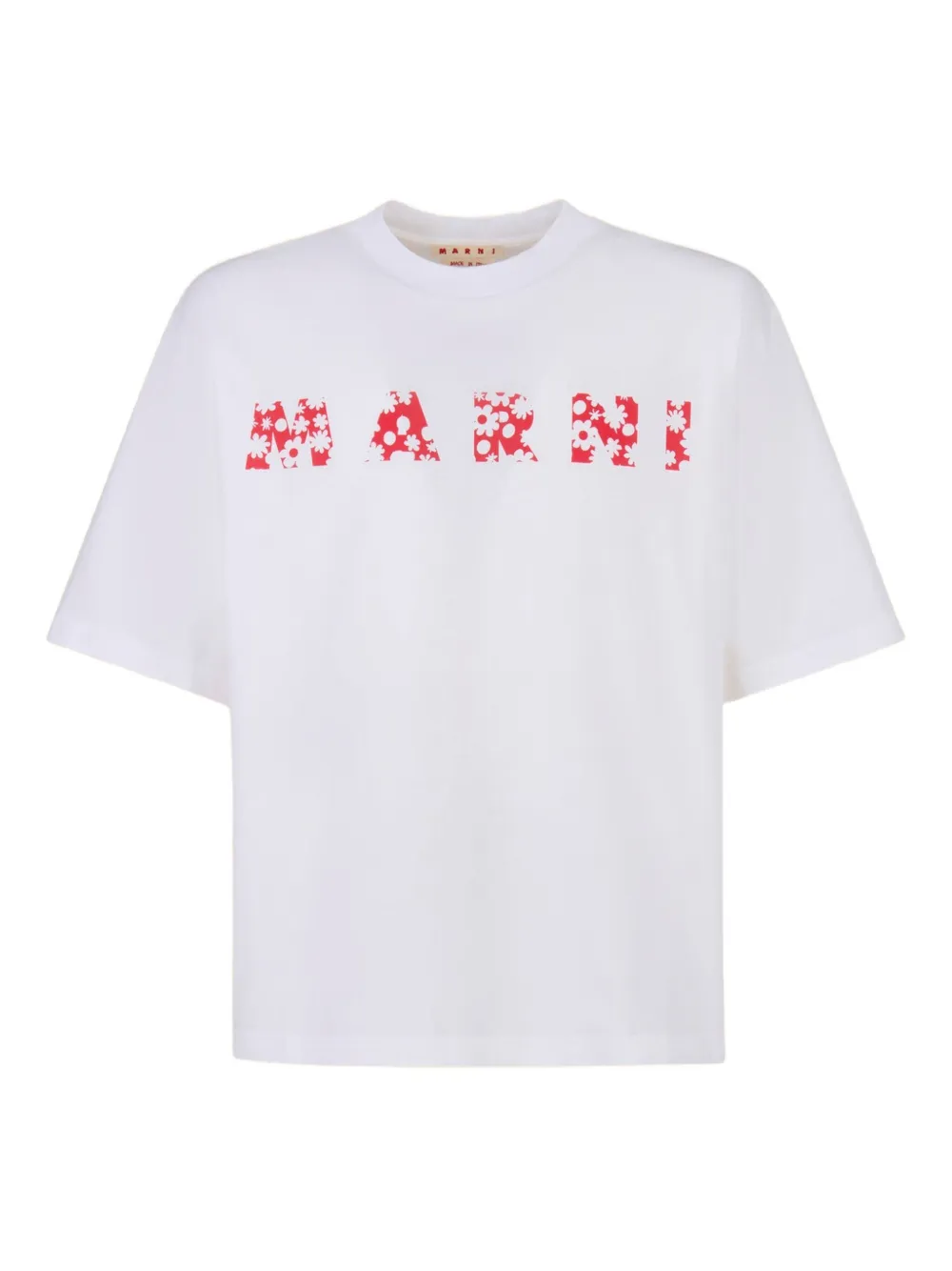 Marni floral-logo T-shirt Wit