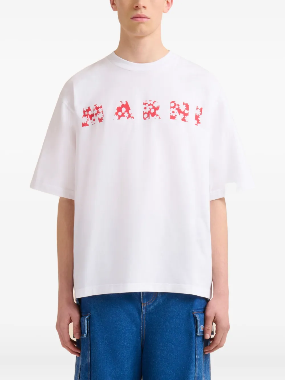 Marni floral-logo T-shirt - Wit