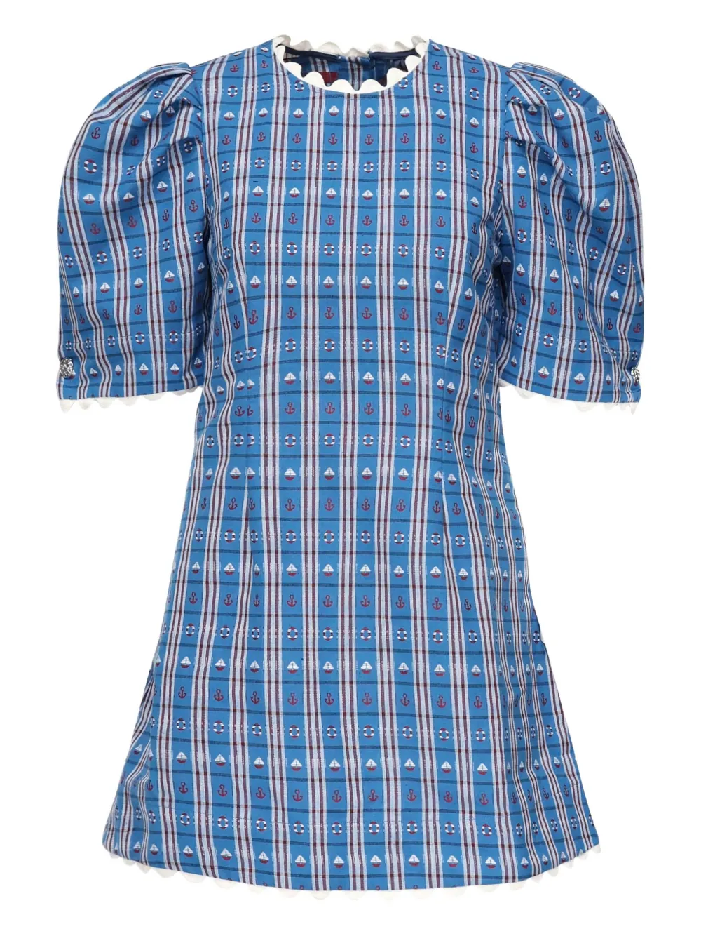 Celia B mini Carmen puffed-sleeve checked dress