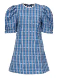 Celia B mini Carmen puffed-sleeve checked dress - Blue