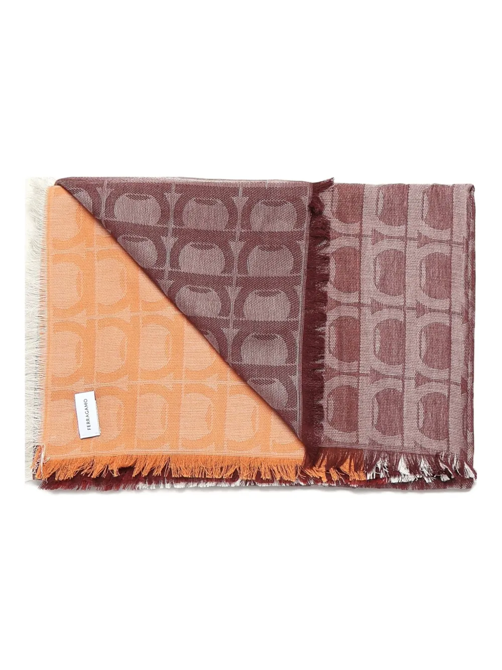 Ferragamo Katoenen sjaal met Gancini-patroon Rood