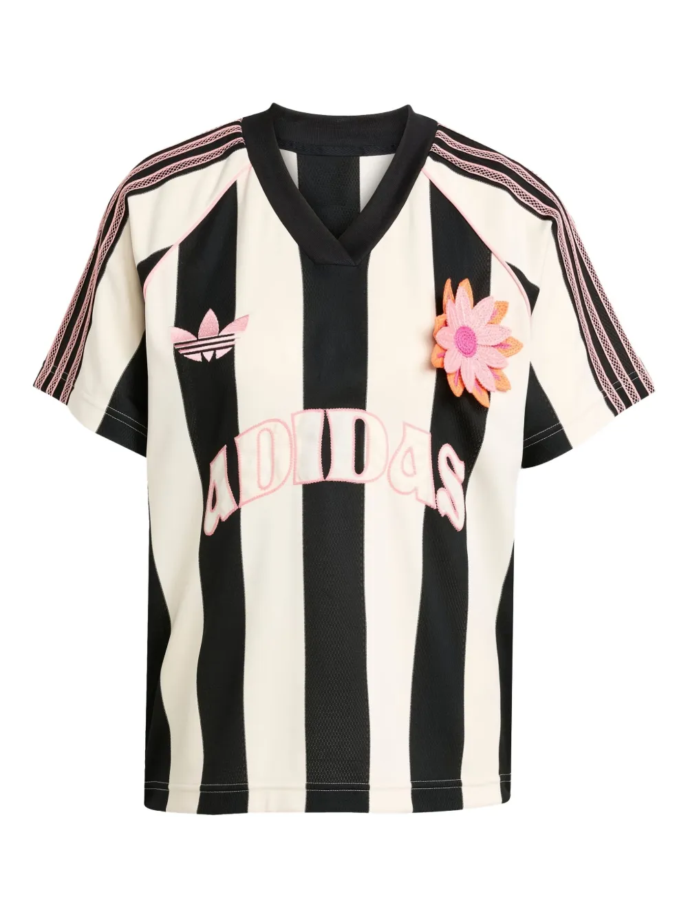 Adidas Summer Glow stripe flower T-shirt Zwart