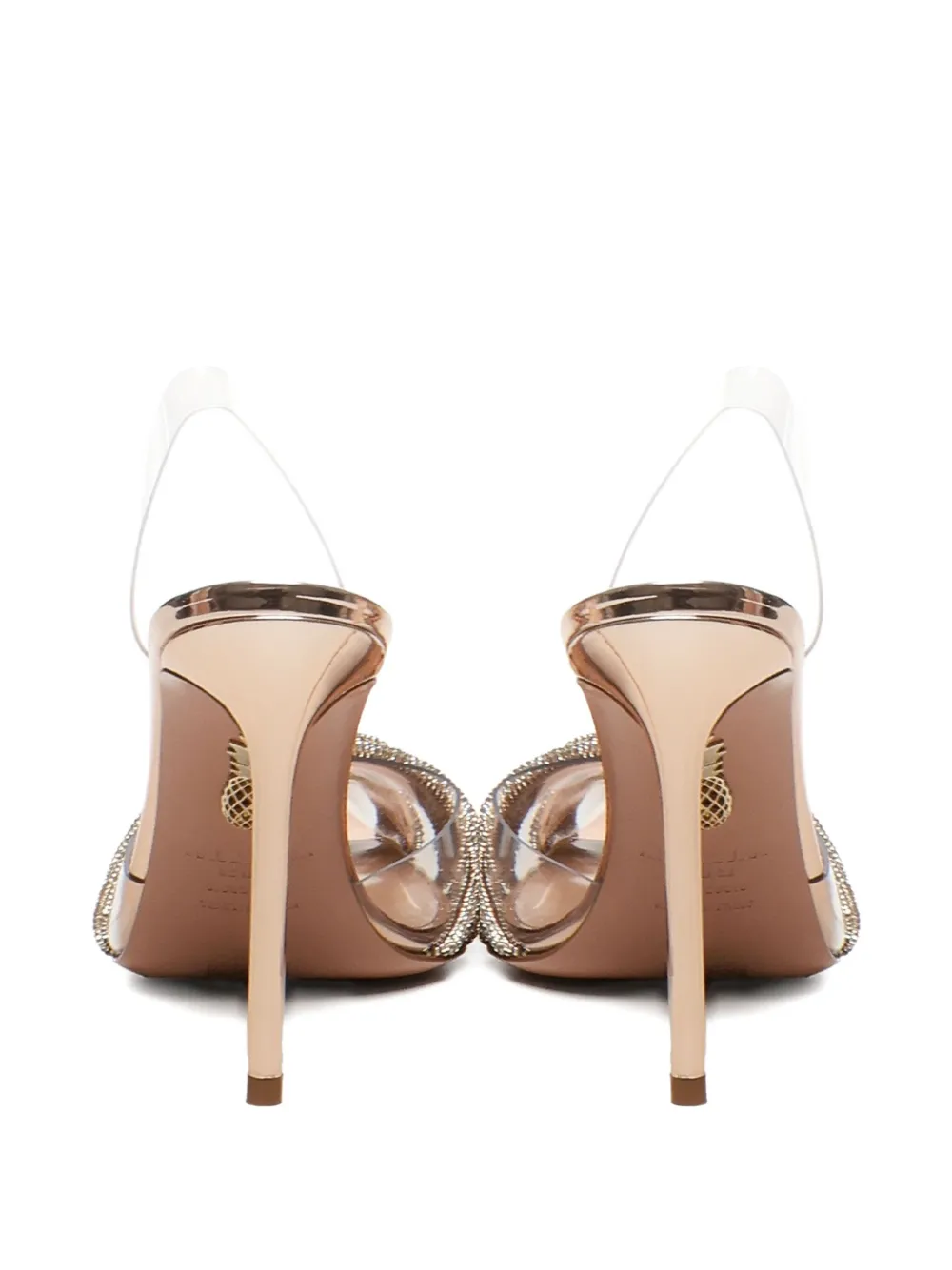 Aquazzura 105mm Gatsby crystal-embellished slingback pumps Silver