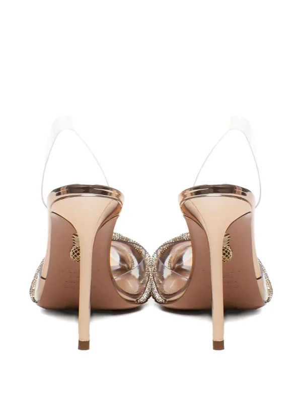 クリスタル付きギャツビーサテンパンプス AQUAZZURA Gatsby 105 サテン スリングバック パンプス