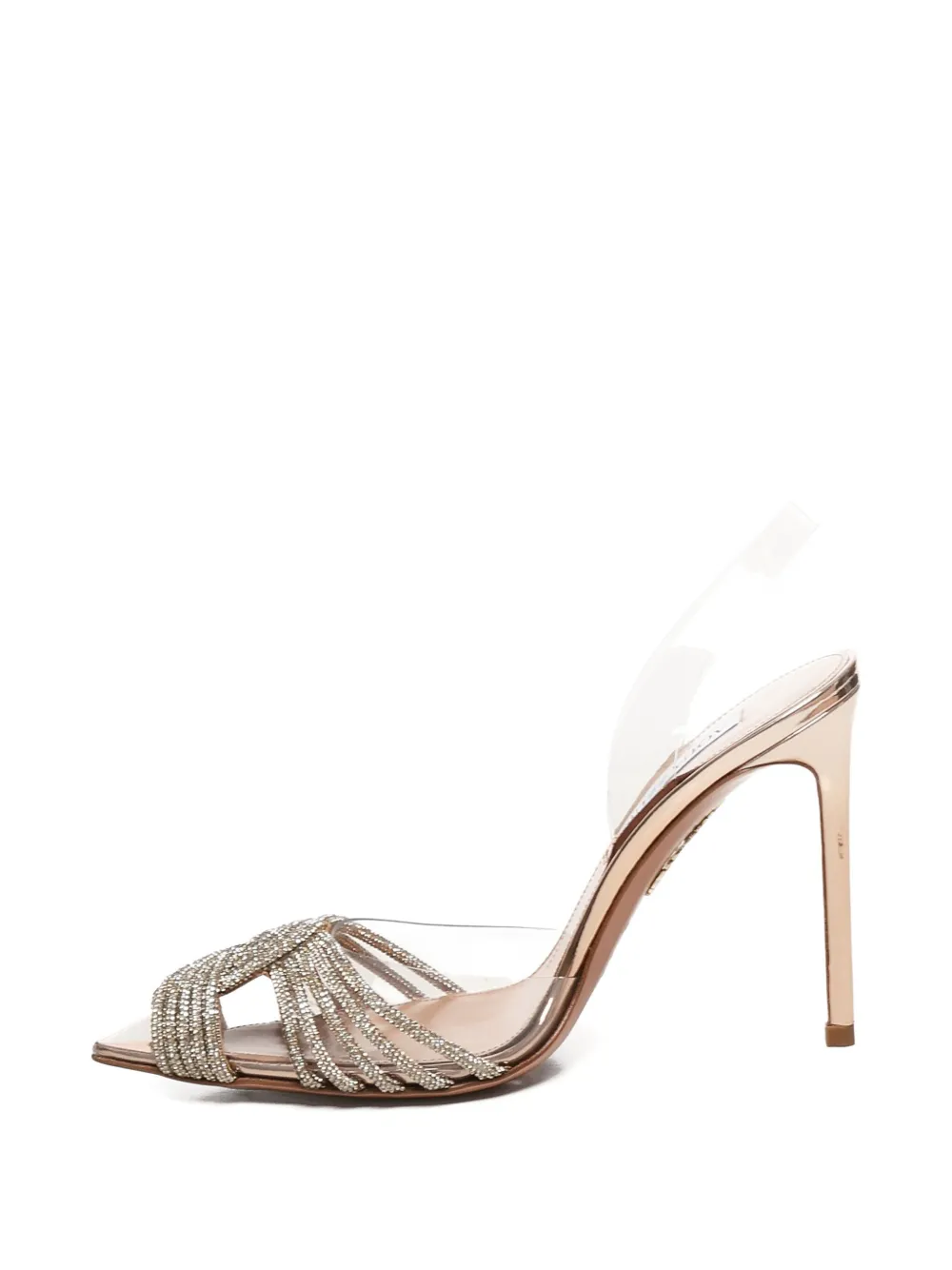Aquazzura 105mm Gatsby crystal-embellished slingback pumps Silver