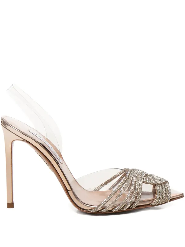 Aquazzura Gatsby 105mm ビジュートリム スリングバックパンプス