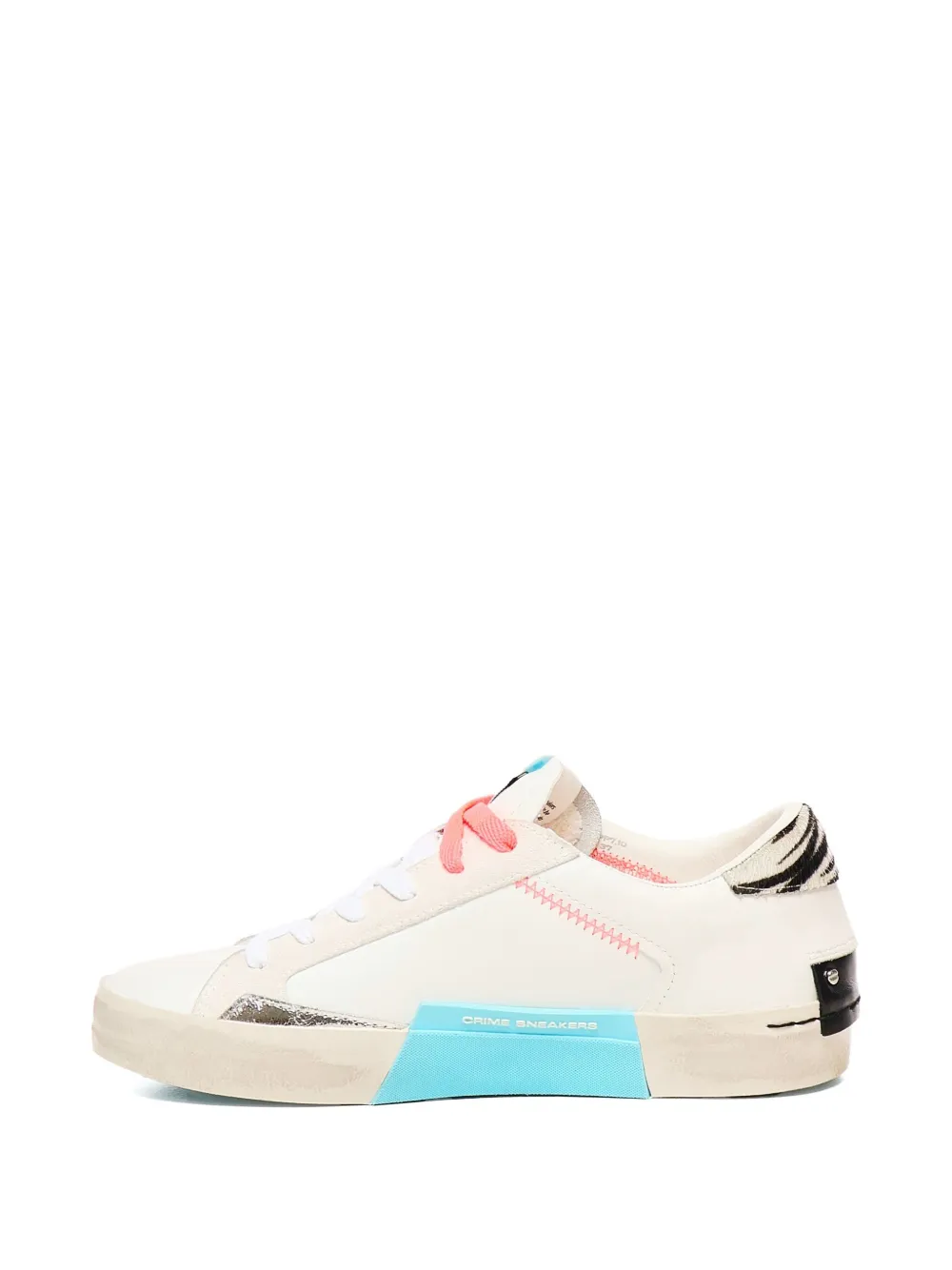 Crime London zebra-tab lace-up sneakers White